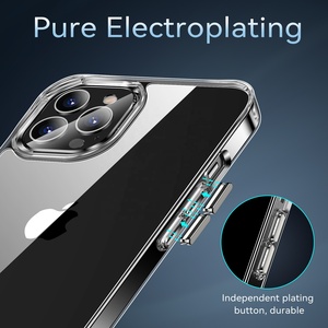Protection contre les chutes Coque arrière 2.0mm pour <span class=keywords><strong>iPhone</strong></span> 17 16 15 14 13 12 <span class=keywords><strong>11</strong></span> Coque PC transparente pour <span class=keywords><strong>iPhone</strong></span> 17 Coque de téléphone à bouton métallique - Product Image 2