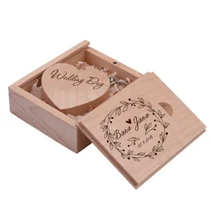 Eco-friendly usb 2.0 memory stick 4GB 8GB 16GB pendrive Heart shape wooden USB flash drive Wedding Gifts Pen Drives