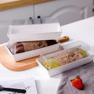 3.3*6inch tùy chỉnh bánh tráng miệng Cookie Macaron Pastry giấy trắng bao bì hộp hình chữ nhật trong suốt với nắp vật nuôi - Product Image 5