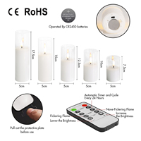 Ensemble Matti de 5 Bougies Pilier LED en Verre Blanc pour Décoration Intérieure