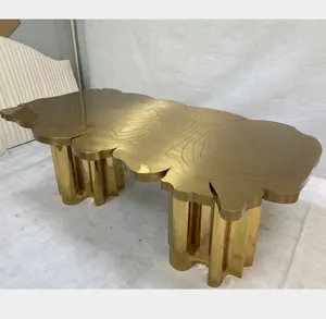 Muebles de diseño elegante para interiores, mesa de comedor de lujo con diseño único dorado de acero inoxidable, muebles de diseño de amor, árbol de latón