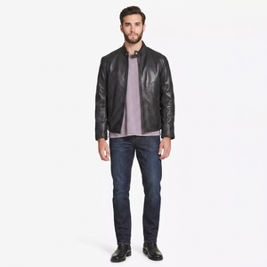 Nouvelle conception, veste en cuir véritable respirante et légère pour homme, style streetwear, automne, à capuche, OEM ODM - Product Image 1