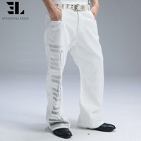 Pantalon en jean évasé LARSUR personnalisé, délavé, imprimé numériquement, en sergé, style streetwear, imprimé DTG DGT, coupe bootcut pour homme