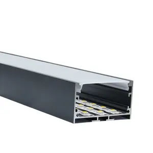 Caja de iluminación con canal de aluminio, 50x20mm, perfil LED ancho suspendido rectangular para tiras de varias filas