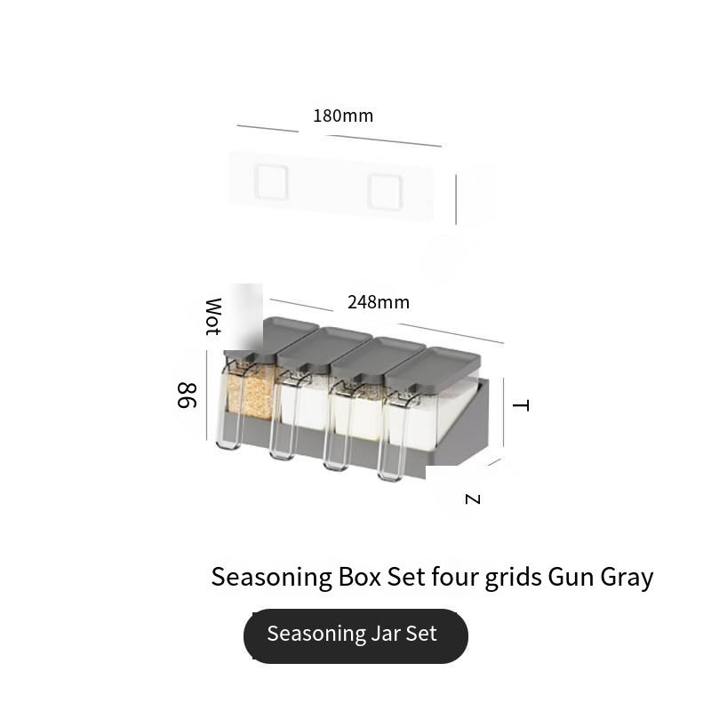 การเก็บเข้าลิ้นชักและกล่องเครื่องปรุงสี่กล่อง