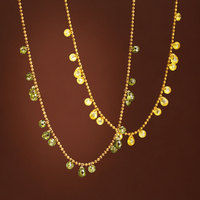 Kalung Perhiasan Mewah Elegan Warna Cyan Gold, Kalung Minimalis Fashion Berlian Stainless Steel untuk Wanita