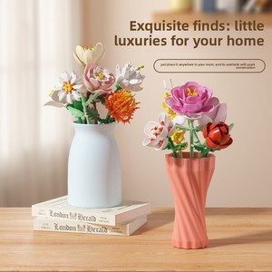 Compatible avec les blocs de construction de simulation, en matériau ABS, pour l'assemblage de fleurs éternelles à branche unique, jouets en briques faites à la main - Product Image 1