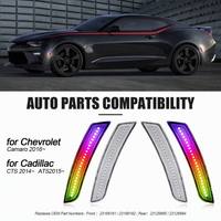 Feux latéraux LED RGB contrôlés par application pour Chevrolet Camaro 2016-2021 Cadillac CTS ATS, lentilles transparentes avant et arrière