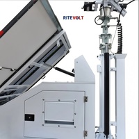 Mobil Monokristal Silikon Güneş Enerjili CCTV Güvenlik Treyleri 6*100W LED Işıklar Teleskopik Direk IP67 Su Geçirmez