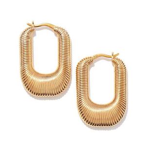2025 Nueva alta calidad delicada joyería de latón de moda 18K oro espiral rayas en forma de U aro París pendientes huecos - Product Image 1