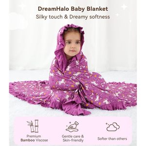 Manta de Bebé al por Mayor, de Forro Polar, con Estampado de Unicornio Morado, de Peso Medio, para Cuna de Niña - Product Image 2