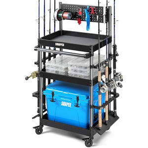 Usine Mobile Tackle 3 Tier Canne À Pêche Titulaire <span class=keywords><strong>Chariot</strong></span> avec Roues Canne À Pêche Titulaires De Pôle pour Garage - Product Image 1