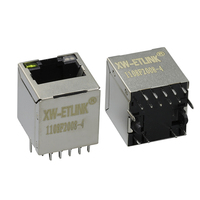 XW-ETLINK XWRJ-1108A2010 1 Portlu 5G/10G RJ45 Dişi PCB Jakı 90 Derece Dikey Ethernet Konektörü 1.5A 125V