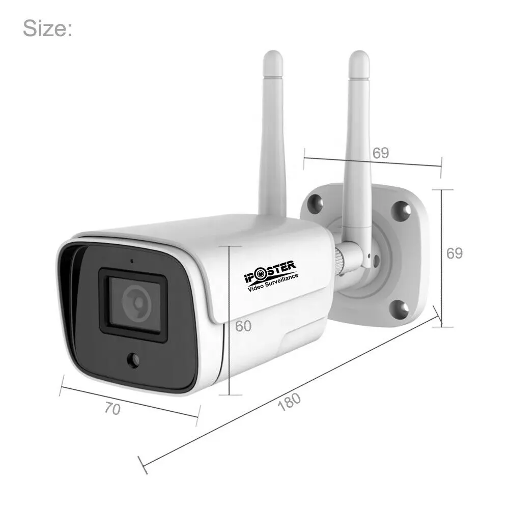iPoster 3MP WiFi Security IP Camera Outdoor Auto focus Bullet Two Way Audio Night View
