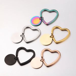 Heart Ring Round Disc Blank Keychain Mirror Polished Stainless Steel Personalize Custom Logo Laser Engrave Charm <b>Metal</b> <b>Key</b> <b>Chain</b> - Product Image 1