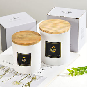 Nuova tendenza riutilizzabile <span class=keywords><strong>Vintage</strong></span> alta tazza di <span class=keywords><strong>vetro</strong></span> borosilicato con coperchio di bambù barattoli di candela all'ingrosso per la candela - Product Image 4