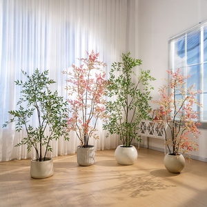 Árbol Artificial de Nandina ZMHLHYJY, Bambú Artificial Realista <span class=keywords><strong>para</strong></span> Interiores con Más de 800 Hojas, Maceta de Cemento, Decoración No Tóxica <span class=keywords><strong>para</strong></span> Hogar y Oficina - Product Image 6