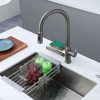 Robinet de cuisine moderne à un trou en acier inoxydable, pulvérisateur à tirette multifonction avec noyau de valve en céramique pour la cuisine