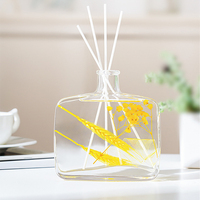 Bouteille en verre vide de 200 ml de luxe, mignonne et plate, pour diffuseur de parfum d'ambiance, avec compte-gouttes, joint d'étanchéité et sérigraphie
