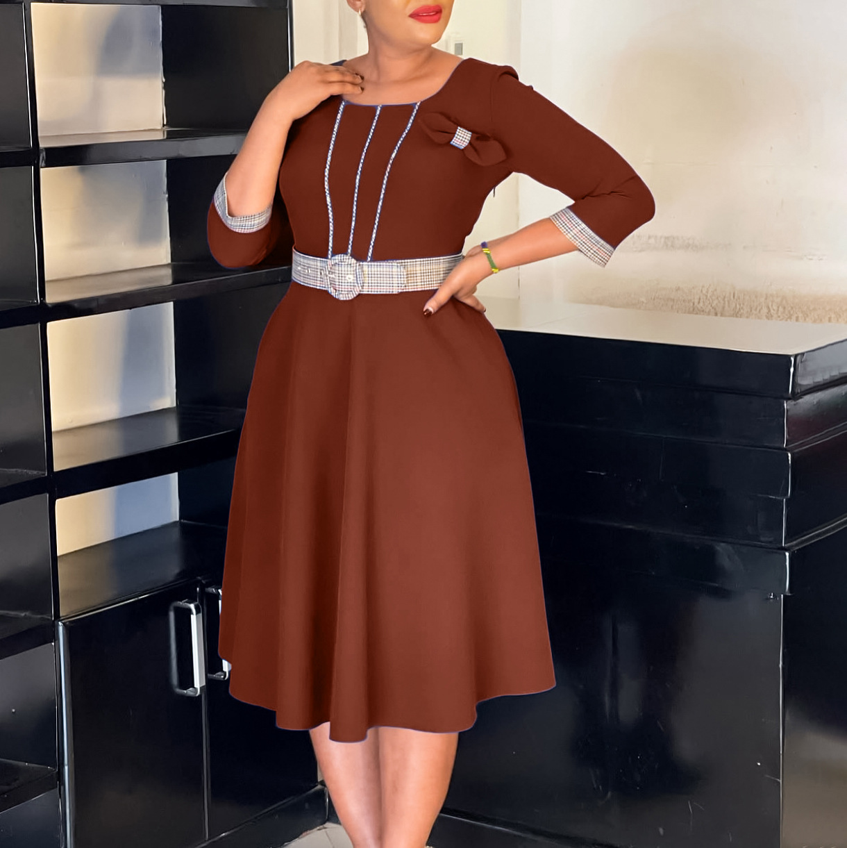 puff sleeve summer dress Green Cotton Puff Sleeve Dress - Women's Mini Dresses