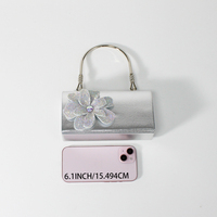 Sac de soirée pour femme avec fleurs 3D et strass, pochette à poignée métallique, sac à bandoulière, sac à main pour mariage, fête, dîner, vente en gros