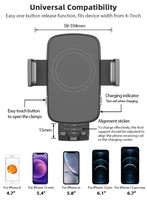 Cargador Inalámbrico Rápido de 15W para Auto, Marca OEM, con Sujeción Automática y Rotación de 360° para Celulares Android, Soporte para Celular en Rejilla de Ventilación