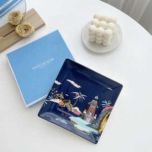 Assiettes Offre Spéciale de style européen le territoire de la beauté Assiettes à vaisselle en porcelaine dorée peinte sous-émaillée 4 couleurs - Product Image 5