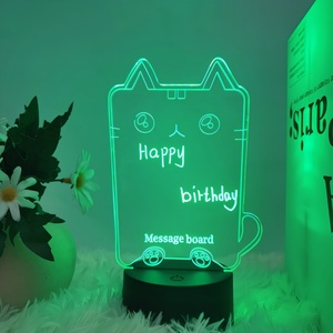 Bloc-notes acrylique créatif 3D LED DIY en gros avec veilleuse et tableau de messages réinscriptible - Product Image 3