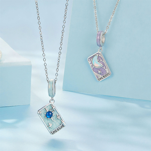 Trendi 925 Sterling Silver liontin pecinta <span class=keywords><strong>Tarot</strong></span> Enamel warna-warni minyak Drp bulan bintang matahari DIY gelang kalung hadiah pasangan - Product Image 3