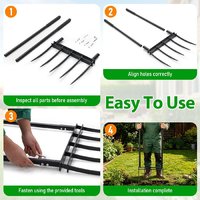 Fourche de jardin détachable JH-Mech pour ameublir la terre, noire, avec une barre transversale renforcée et 5 dents acérées, fourche large en acier pour jardin