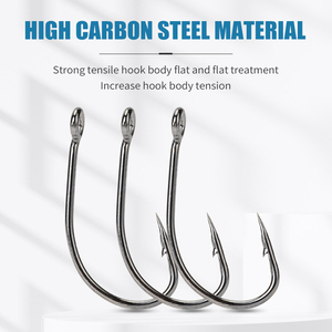 LUSHAZER 50 cái 100 cái Móc câu đơn thép carbon cao Móc câu mắt tròn Móc câu jig Dụng cụ câu cá cho mồi spoon minnow mồi cứng - Product Image 4