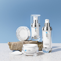 Pot cosmétique de luxe vide 30-120ml 50g 30g avec bouchon blanc sans air, flacon pompe à fond rond pour lotion, emballage pour soins de la peau