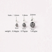 4mm 6mm 8mm 925 스털링 실버 독특한 볼 느슨한 구슬 골동품 실버 라운드 문 스페이서 구슬 보석 만들기