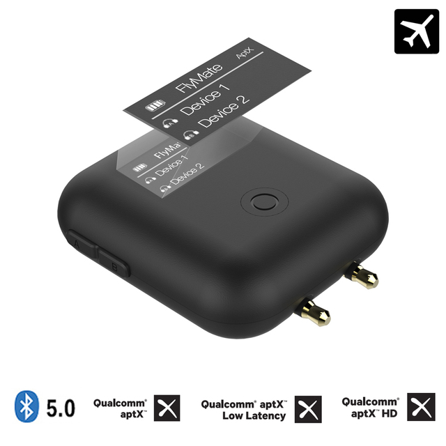 CSR8675 Bluetooth 5.0 Transmitter With Display Screen AptX HD Portable Wireless Audio Adapter for Airplane Travel