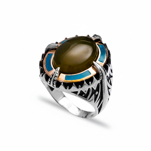 Ottoman Design Agate Ovan Cut Gemstone Ottoman Authentic <b>Men</b> <b>Ring</b> Wholesale Handmade 925 Sterling <b>Silver</b> - Product Image 2