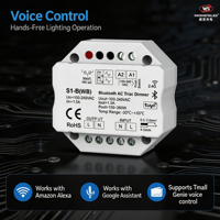 100~240VAC 1CH*1.5A y Controlador de Intensidad Triac RF Push AC S1-B(WB) (Aplicación Tuya)