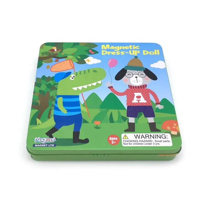 Çocuk tahta oyunları için teneke kutu/manyetik oyun kartı ambalaj saklama kutuları