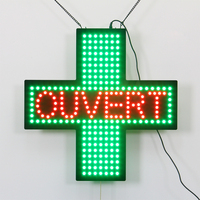Außenhandel Export Großhandel 48CM Französische Krankenhaus apotheke Grün Einseitiges Innen kreuz LED OPEN Cross Sign