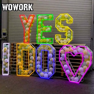 Wowork LED bên chữ cái cho thuê đèn nguồn cung cấp thắp sáng ban đầu freestanding đám cưới trở lại thả Nghi Lễ Neon dấu hiệu - Product Image 2
