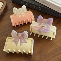 Pince à cheveux polyvalente pour fêtes, barrette nœud, pince à griffes en acétate haut de gamme incrustée de cristaux, pince requin pour demi-queue de cheveux, accessoire capillaire