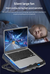 TISHRIC-Base de refroidissement pour ordinateur portable, avec support pour téléphone, 4 ventilateurs, écran LED, vitesse du vent réglable, pour ordinateur portable de 12 à 17 pouces - Product Image 3
