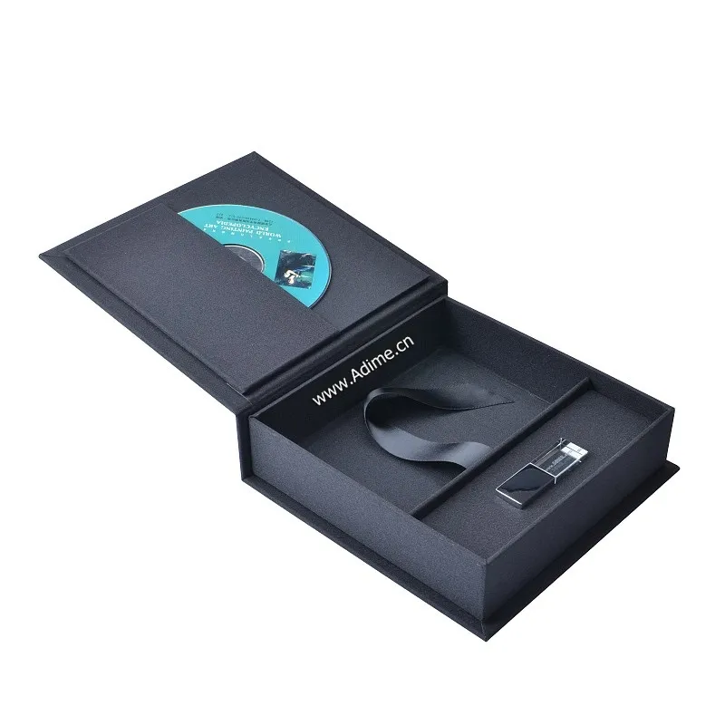 fabric linen CD DVD box,photo packaging USB gift box