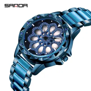 SANDA P233 hot sell China female timepiece floral design steel Strap Waterproof outdoor Casual watch supplier