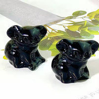 Décoratif pour la maison Pierre Naturelle Gem Animal Sculptures Lumineux Quartz Obsidienne Sculptures Lovely Koala Crystal Carvings