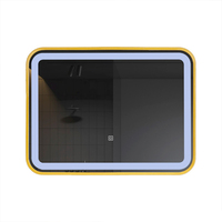 Miroir de salle de bain rectangulaire de luxe à LED à gradation et cadre en alliage d'aluminium avec affichage de l'heure
