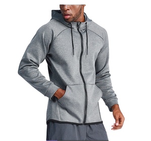 <span class=keywords><strong>Sweat</strong></span> à <span class=keywords><strong>capuche</strong></span> de sport à manches longues pour hommes, veste de course en plein air à séchage rapide pour le basket-ball, style décontracté, motif solide, saison d'automne - Product Image 1
