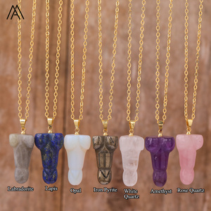 Collar de pene de cristal dorado, joyería colgante de moda para fiesta, boda, piedras preciosas curativas, Reiki, Chakra, energía, Phallus, gargantillas - Product Image 1