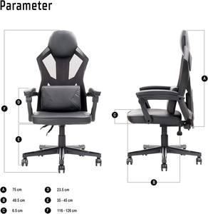 <span class=keywords><strong>Fauteuil</strong></span> <span class=keywords><strong>gamer</strong></span> inclinable en maille noire, promotionnel, le moins cher, avec rembourrage, fonction bascule, élégant, idéal pour le gaming. - Product Image 6
