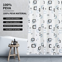 Rideau de douche avec 12 crochets gratuits, imprimé peva, vente en gros, oem avec livraison gratuite