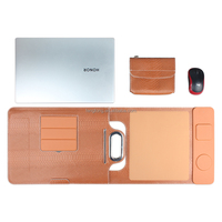 EPDA Awards Housse pour ordinateur portable en cuir premium imperméable avec charge sans fil 15W pour téléphone Type-C Housse pour ordinateur portable